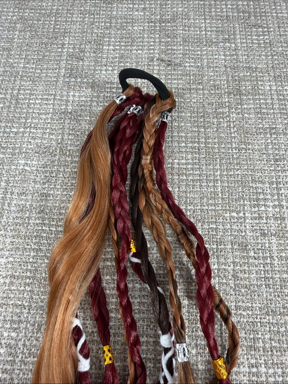 Boho Braided Clip-In Hair Extensions - Burgundy & Light Brown